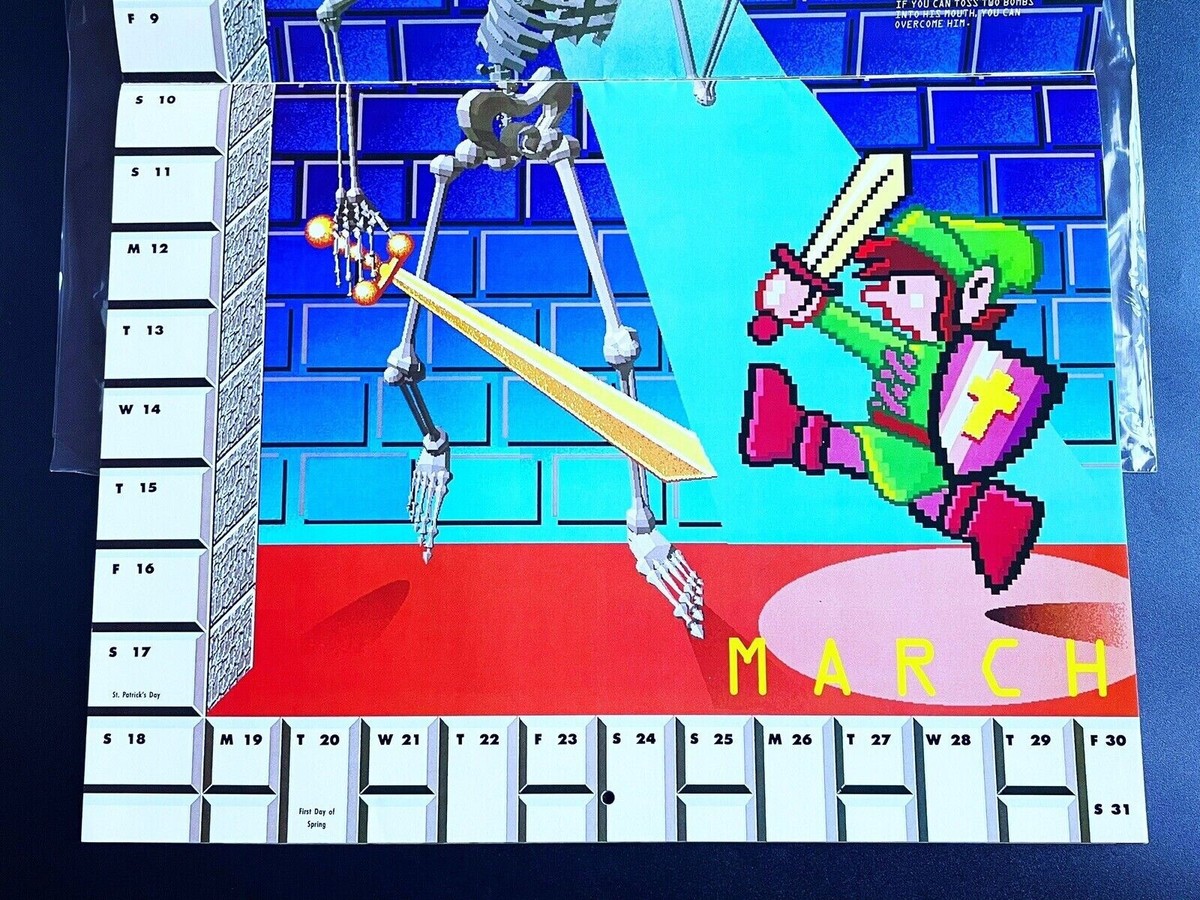 Vintage Nintendo The Power Game 1990 Calendar Zelda Metroid Super