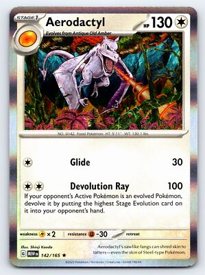 Aerodactyl 142/165 Holo Rare Scarlet & Violet 151 Pokemon Card