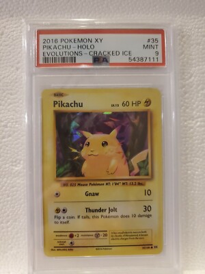 PSA 9 - Pikachu #35/108 - XY Evolutions - CRACKED ICE Holo Pokemon