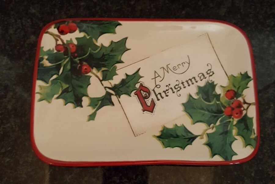 WILLIAMS SONOMA 2012 VINTAGE CHRISTMAS POSTCARD TRAY DISH PLATE
