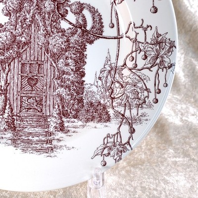 Vintage Hermes Dessert Plate LES MAISONS ENCHANTEES #5 & #6