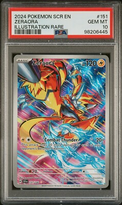PSA 10 GEM MINT Zeraora Illustration Rare #151 2024 Pokemon SCR