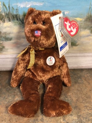 TY JAPAN/KOREA FIFA WORLD CUP 2002 CHAMPION BEAR BEANIE BABY