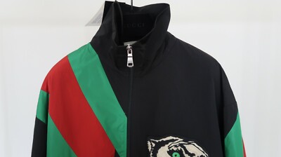 GUCCI sz US S Mens Oversize Nylon Panther Track Jacket w/ Web