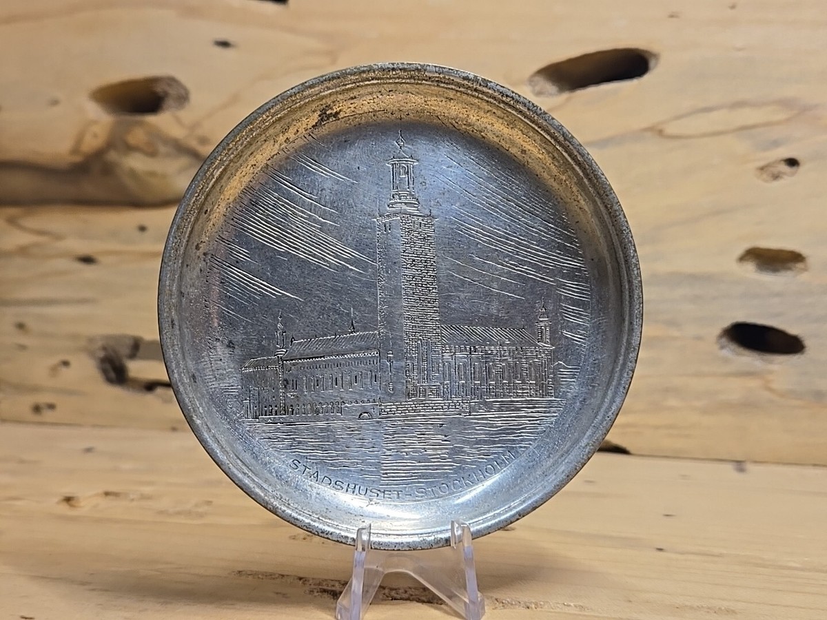 Vintage Swedish Forsilvr Coaster Plate Stadhuser-Stockholm Trinket