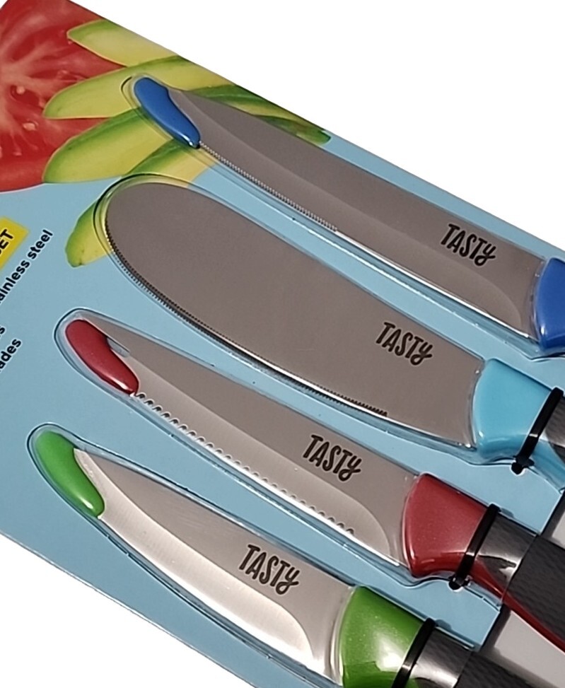 TASTY 4-Pc. Utility Knife Set, Tomato, Utility,Paring, & Spreader