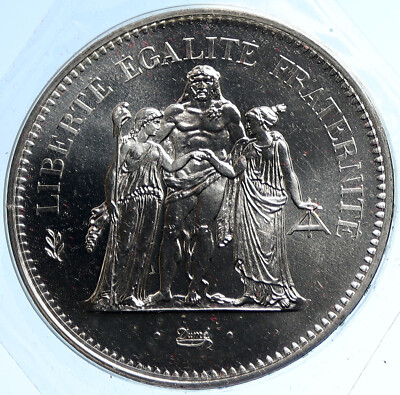 1976 FRANCE Large 50 FRANCS Authentic French Silver Coin HERCULES