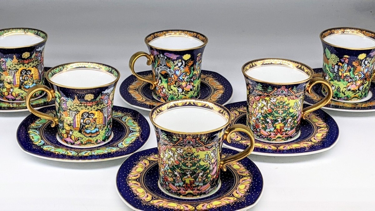 Bjorn Wiinblad Rosenthal Studio Line Christmas Cup & Saucer Cobalt