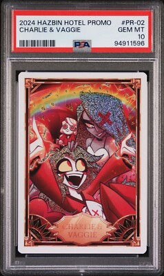 PSA 10 Charlie & Vaggie PR-02 Promo Hazbin Hotel Trading Card Holo