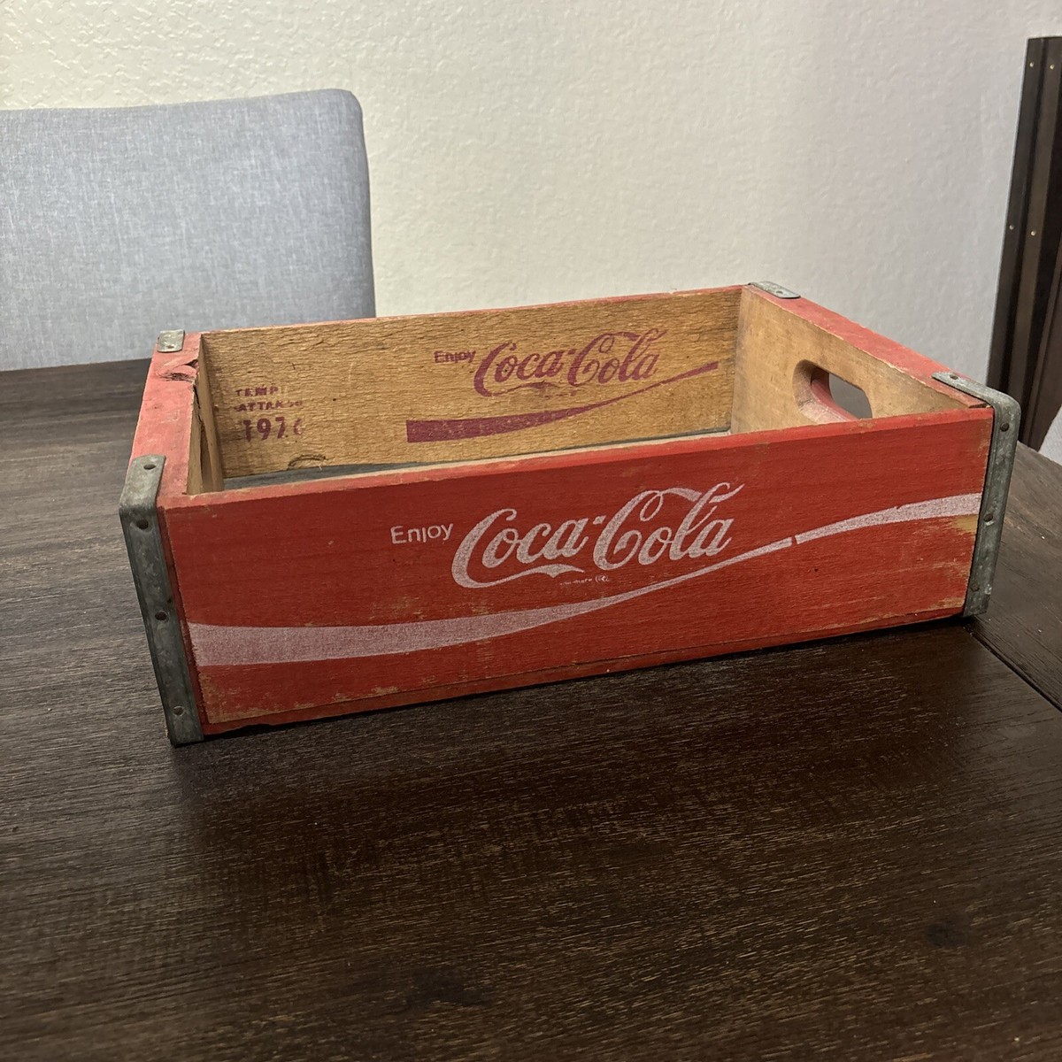 1976 Red Wooden Coca-Cola Coke Soda Crate 18x12x5 Tempe