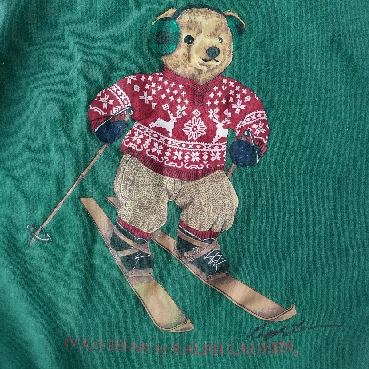Vintage 1990's Polo Ralph Lauren Ski Skiing Bear Sweatshirt Large