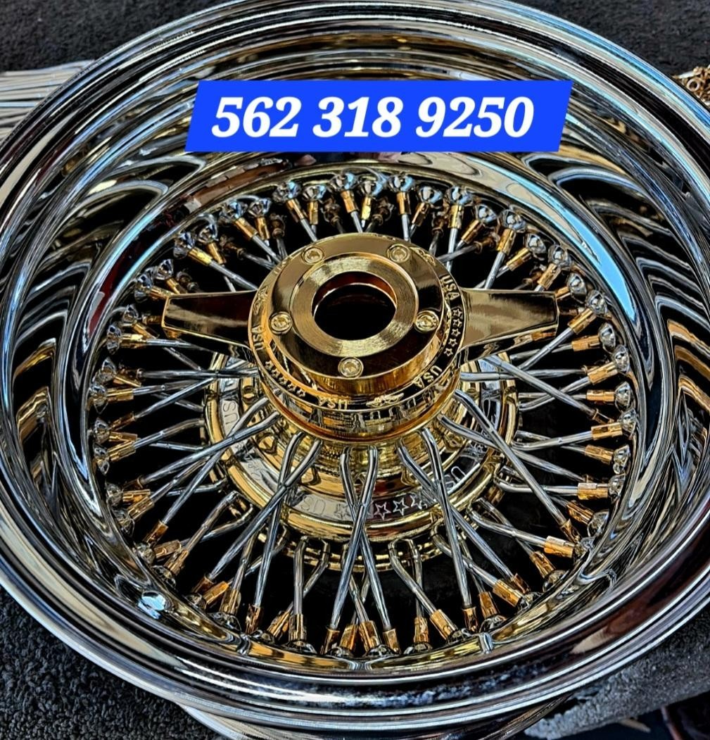 Lowrider Wire Wheels 13x7 Rev 72 cross Gold hub/nipps/knock offs