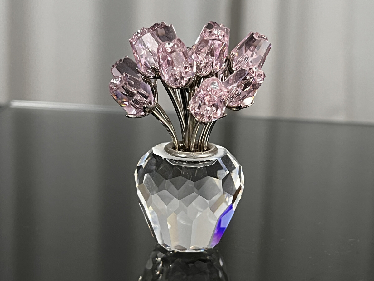 Swarovski Figurine Crystal Figurine 626874 Pink Tulips 6.3cm