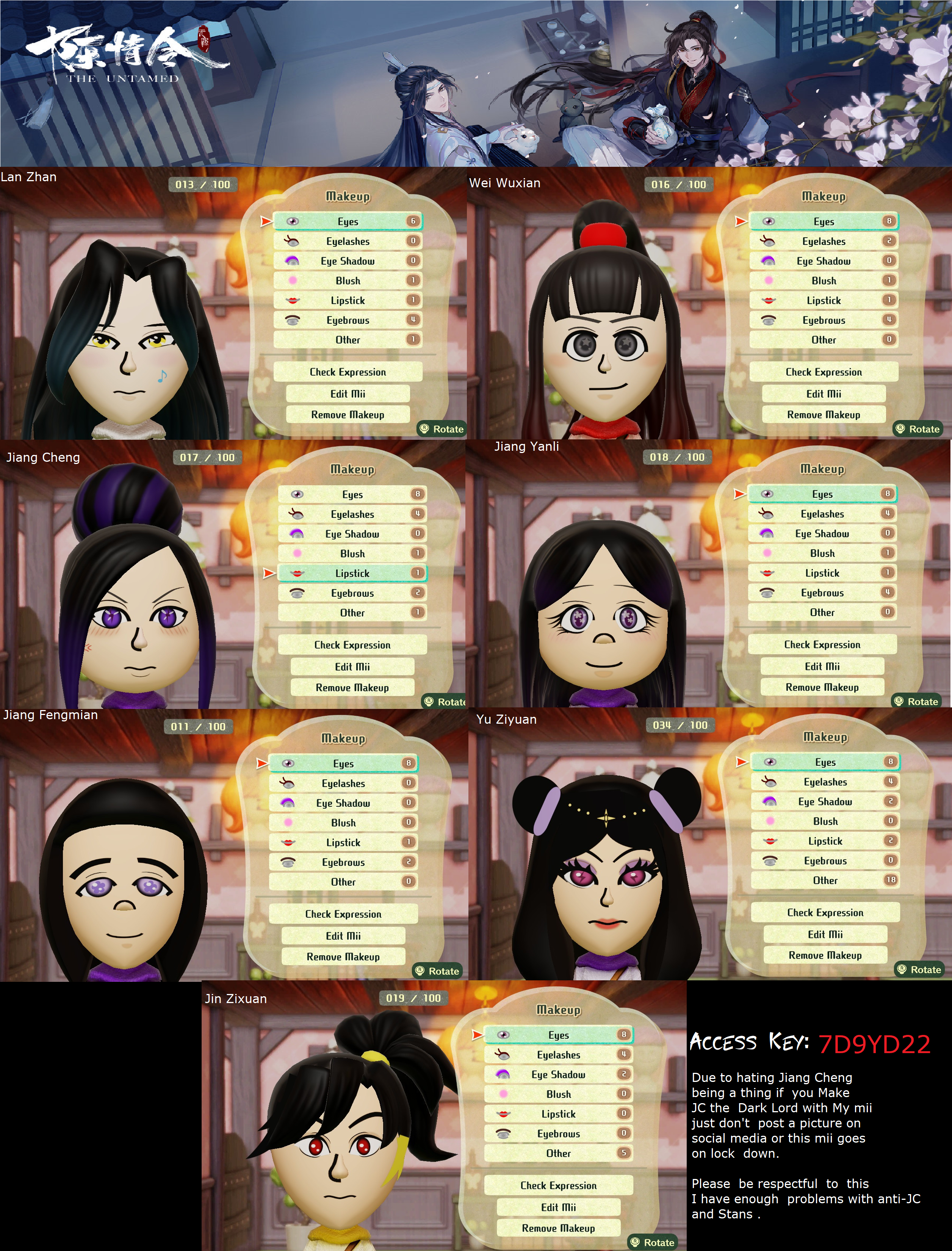 魔道祖師 Mii の Miitopia 用 (ジュニアたちも何人か作るよ