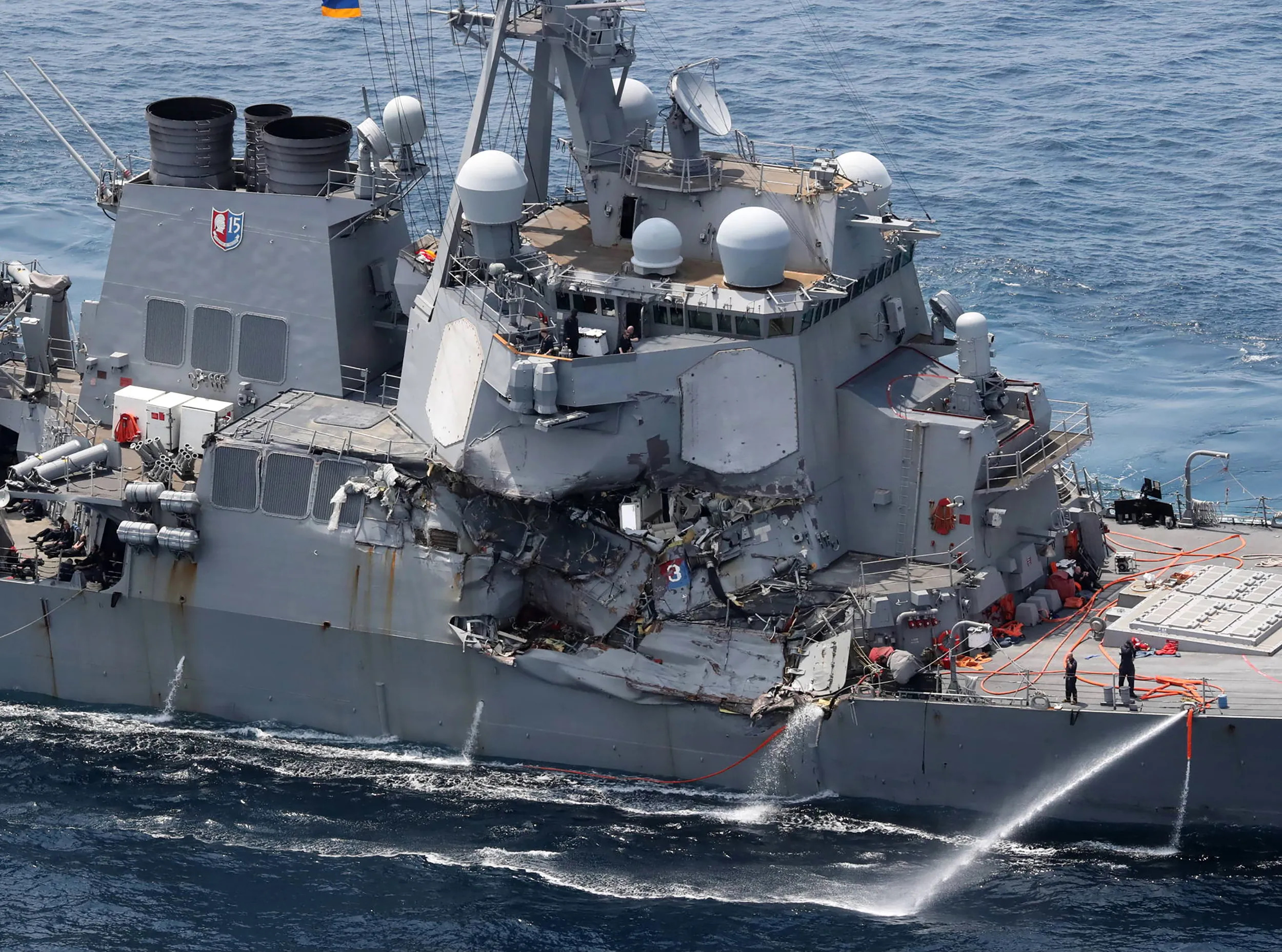 USS Fitzgerald (DDG-62) after colliding with the container ship MV