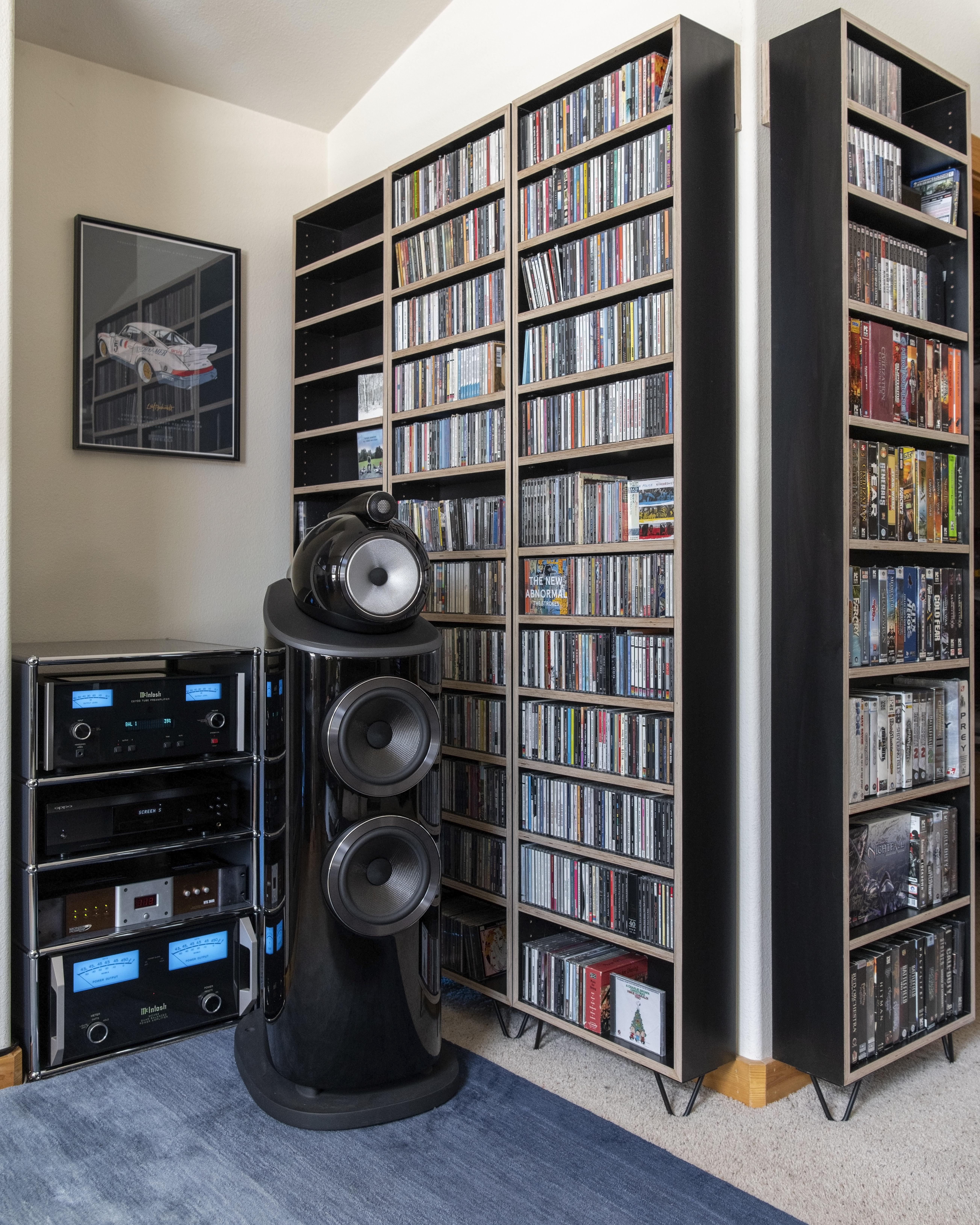 Gear Rack (USM Haller) and DIY Media Shelves Finally Complete : r