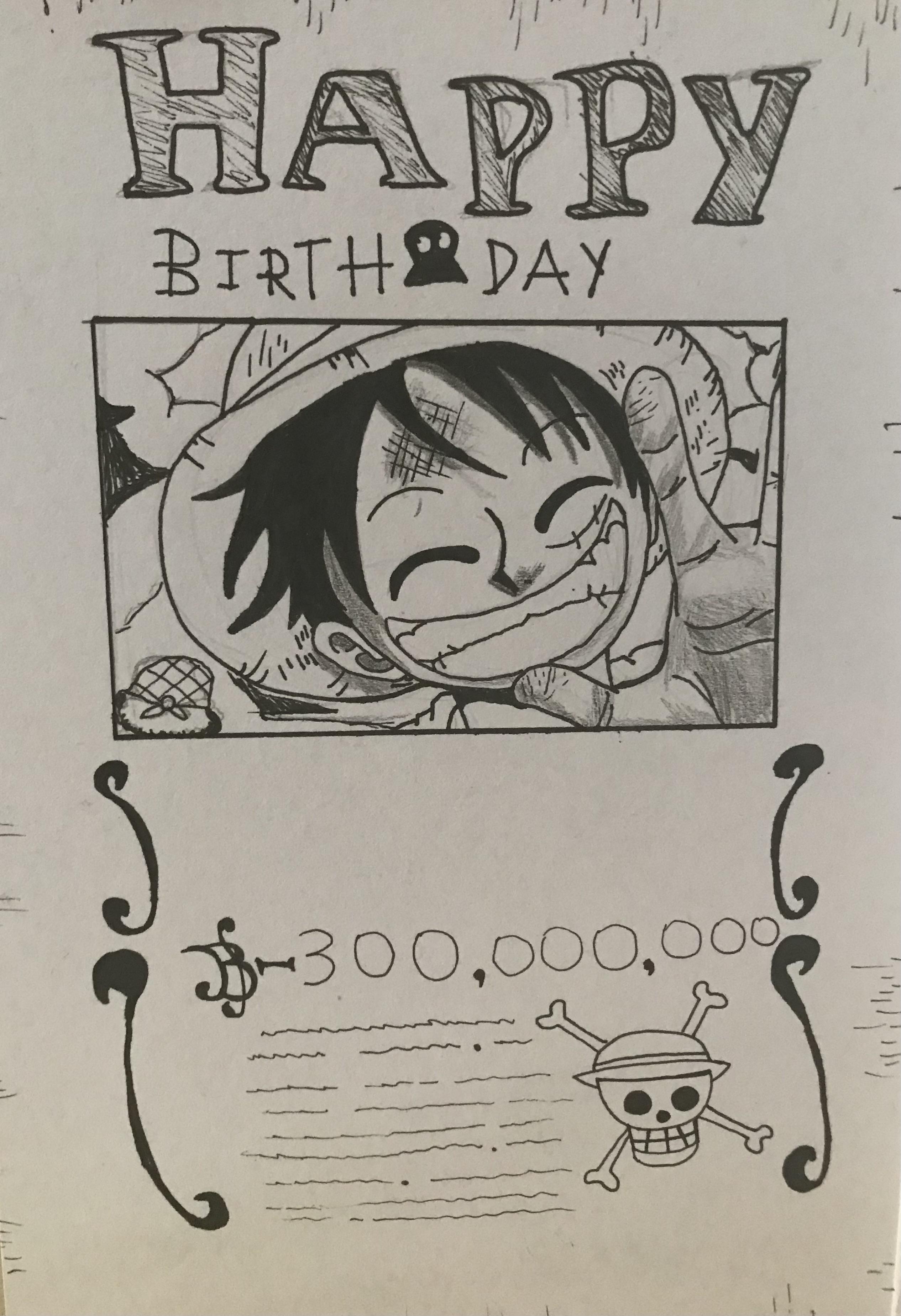ワンピースオタクの兄への誕生日カードの絵 : r/OnePiece