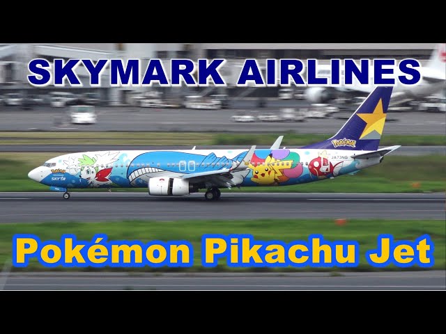 Skymark Airlines Pokemon Pikachu Jet Boeing 737-800 JA73NG Landing