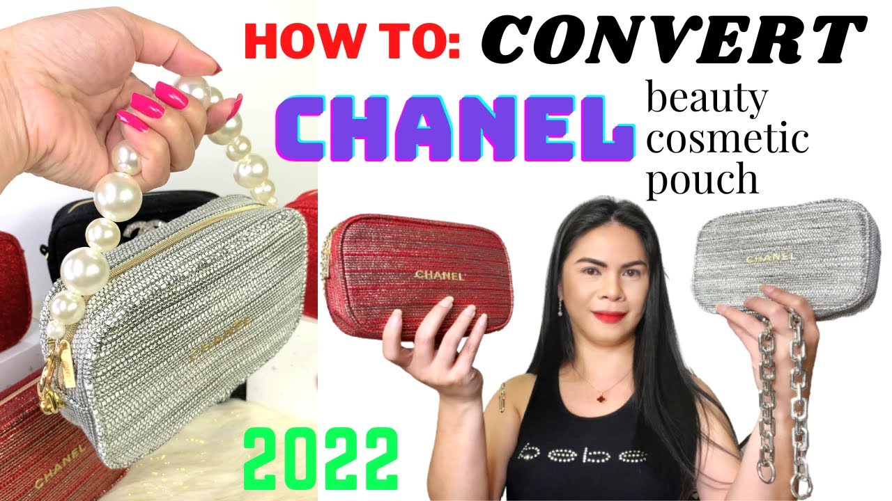 CONVERT A CHANEL 2022 HOLIDAY TWEED MAKE UP BAG INTO A CROSSBODY