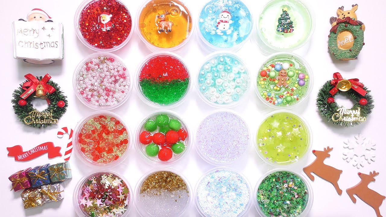 ASMR】クリスマススライムを全て混ぜてみた【音フェチ】 - YouTube