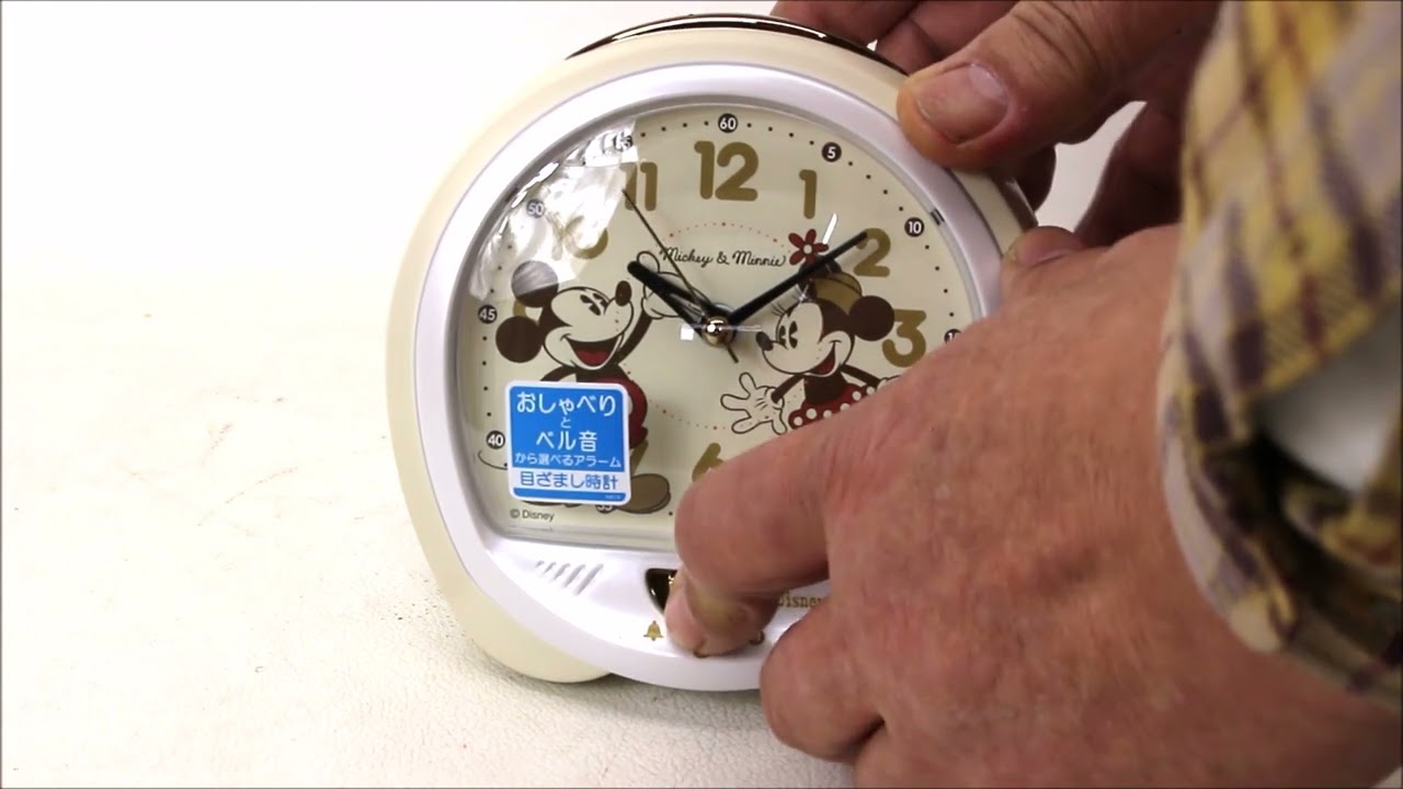 セイコー 目覚まし時計 置時計 アナログ アイボリー ミッキー ミニー