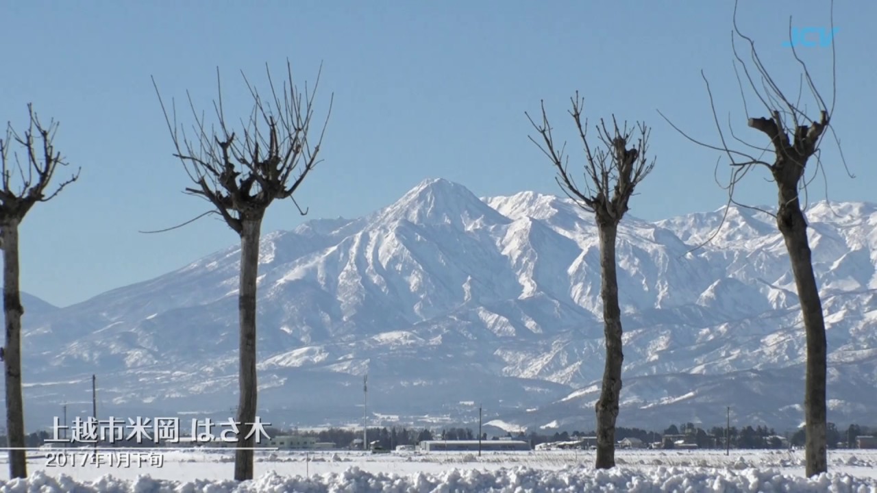 空撮】冬の頸城平野 はさ木と妙高山 | 上越妙高タウン情報