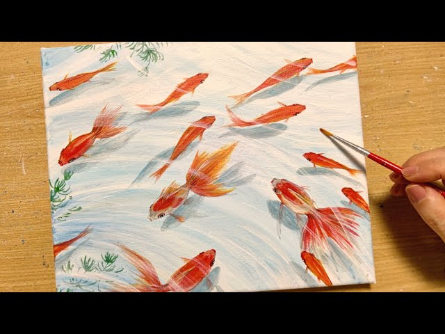 How to draw goldfish with acrylic paint / Simple acrylic painting