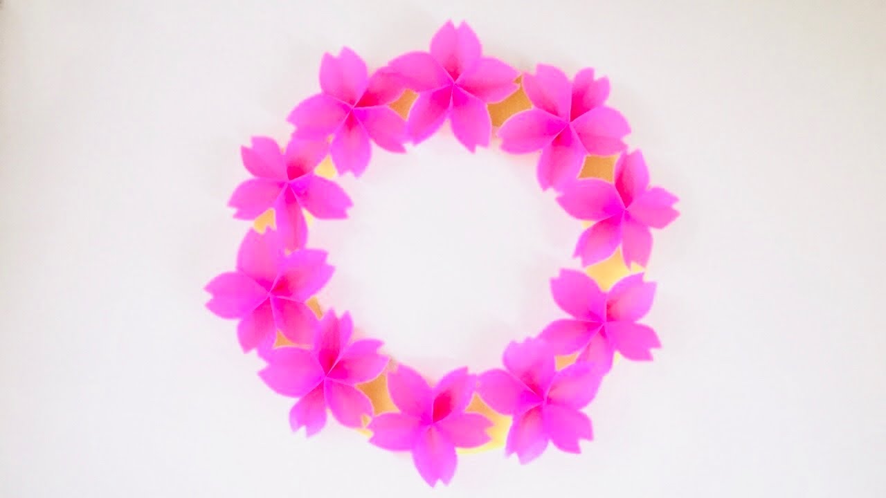 折り紙】桜のリース Sakura Wreath - YouTube