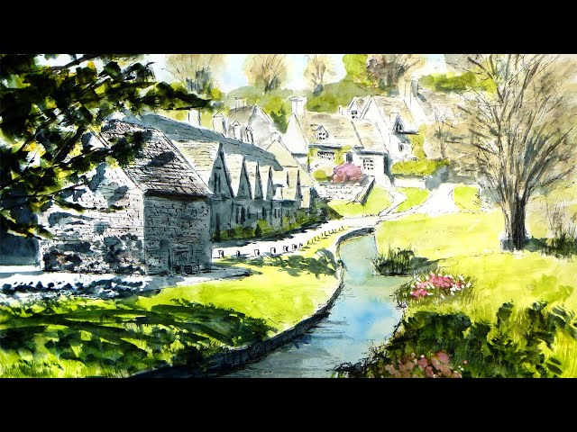 世界一美しい村（透明水彩風景画） ／コッツウォルズの風景 Cotswolds