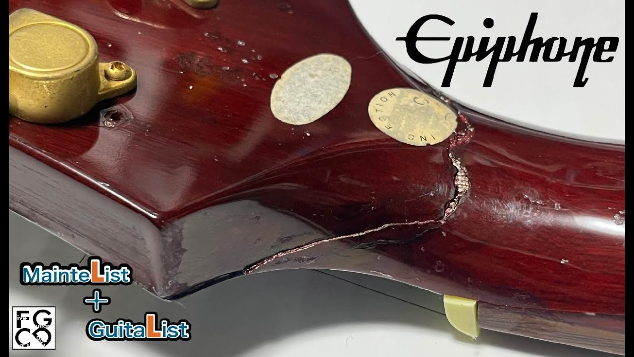 折れかかったネックとほぼボディーだけのレスポールを修復し綺麗にしま