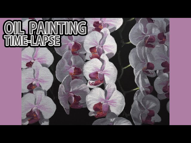 油絵タイムラプス] 4時間40分で描くリアルな胡蝶蘭のメイキング | Oil