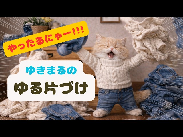 ゆきまる、やる気が暴走中!? 春準備で服が飛ぶ｜Yukimaru's Motivation