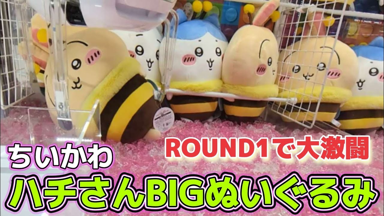 ちいかわハチさんBIGぬいぐるみ☆ ROUND1でうさぎと大激闘