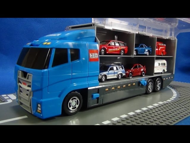 トミカ13台収納可能！ トミカ おかたづけコンボイ - YouTube