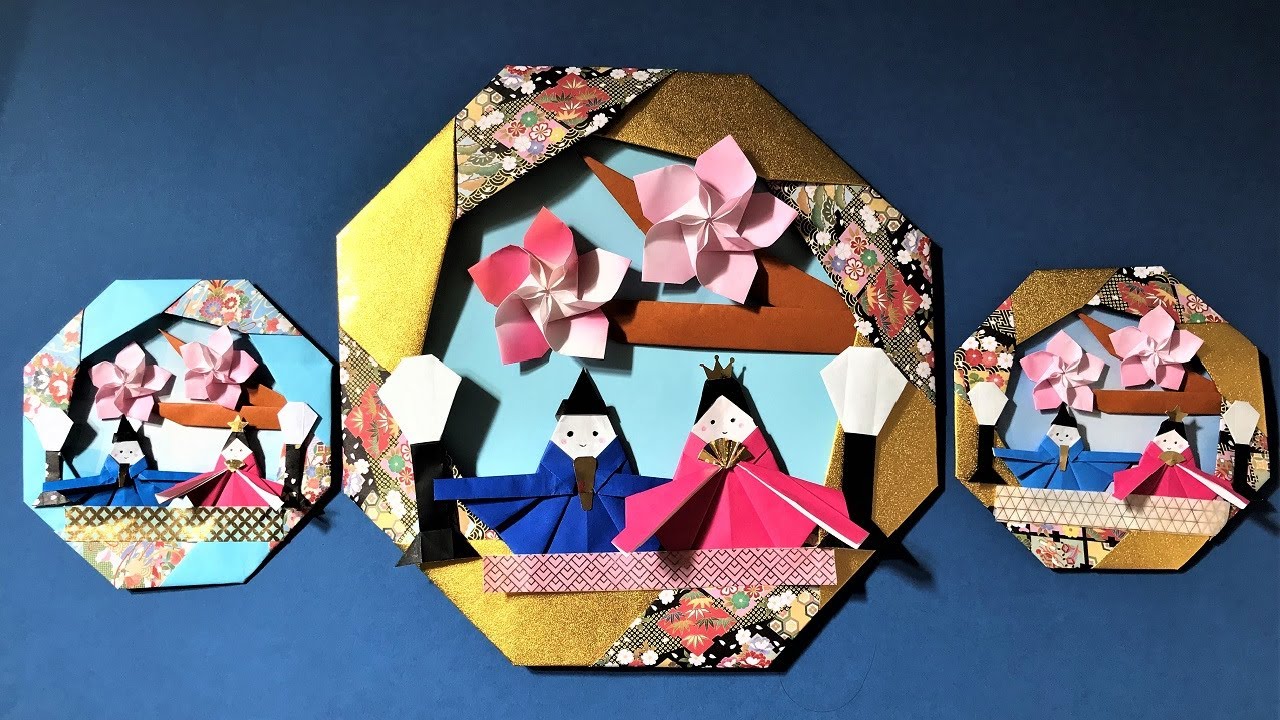 折り紙 ひな祭り 雛人形リース 折り方 Origami Japanese kimono doll