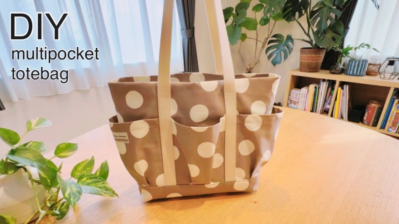ポケットいっぱいトートバッグ作り方,How To Make Multipocket Totebag