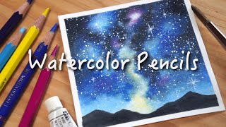 How to draw a starry sky with Watercolor pencils - YouTube
