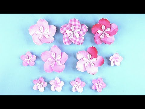 折り紙 桜の花 平面 立体 折り方 Origami flower Cherry blossoms