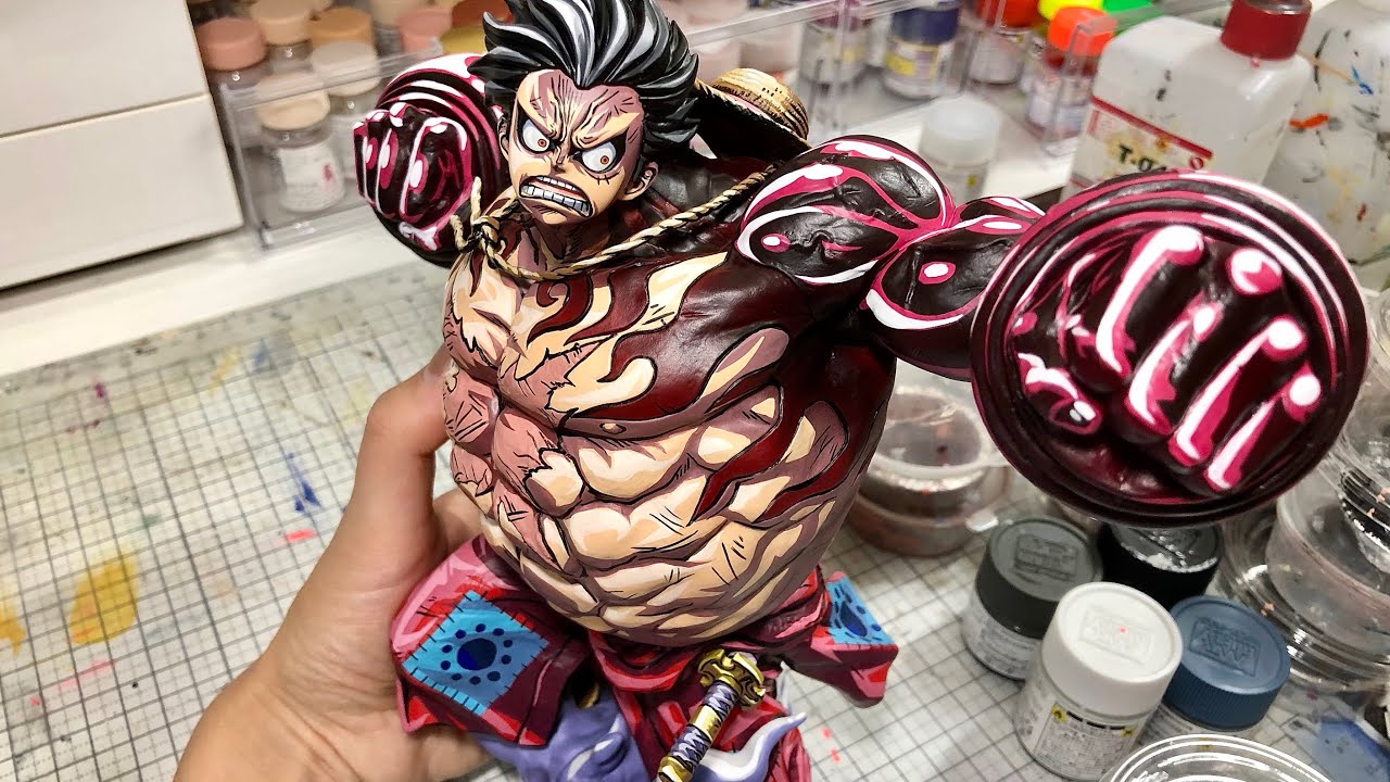 ワンピース】一番くじSMSPのギア4ルフィのフィギュアを筆で塗ってみ