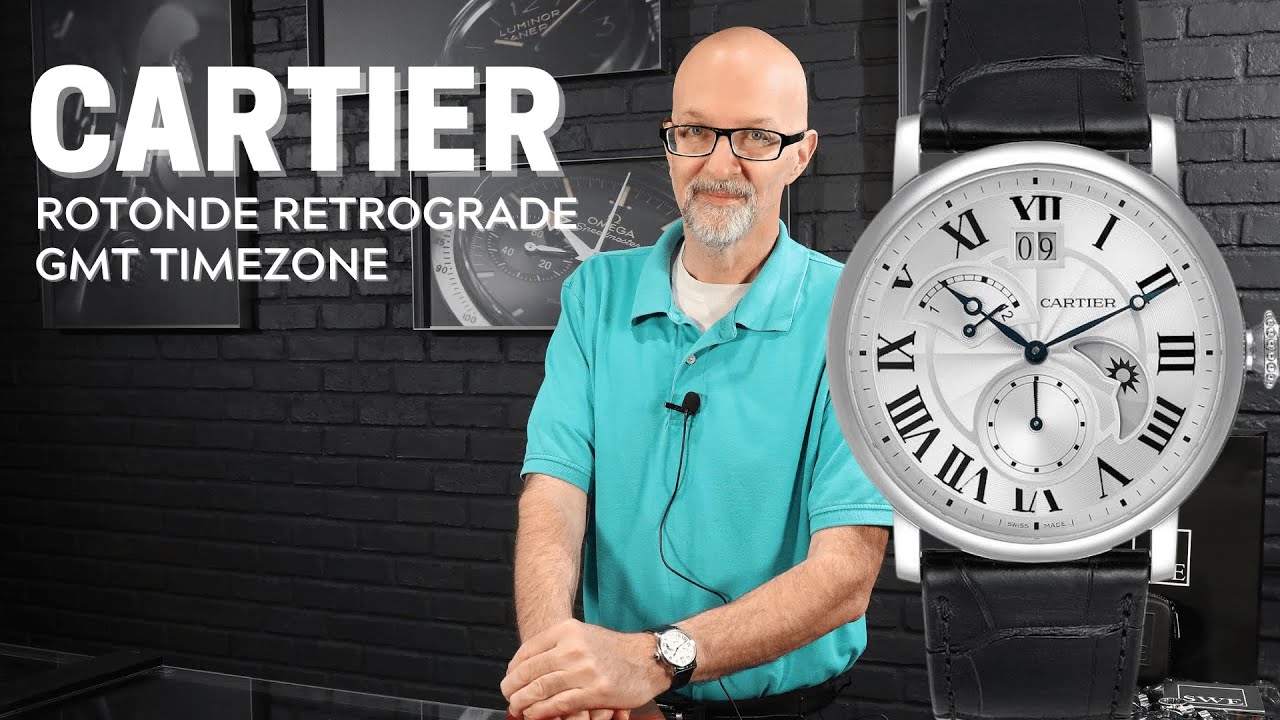 Cartier Rotonde Retrograde GMT Time Zone Steel Mens Watch W1556368