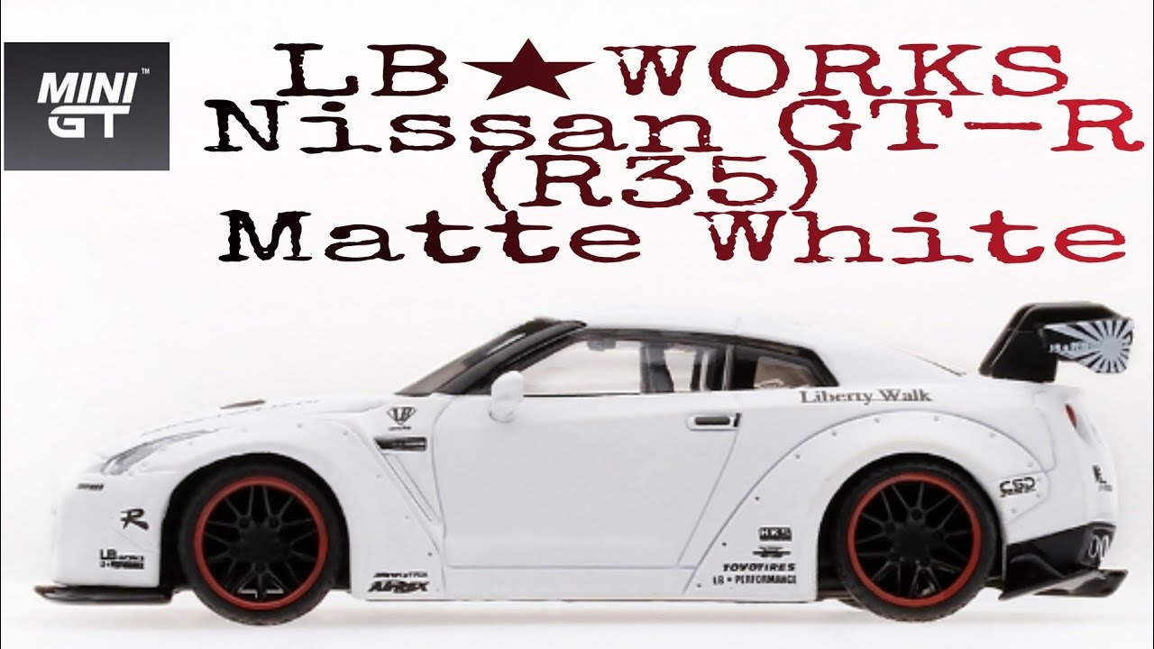 MINI GT LB-WORKS Nissan GT-R (R35) Matte White / No. 9 Unboxing