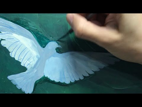 アクリル画】鳥の描き始め - YouTube