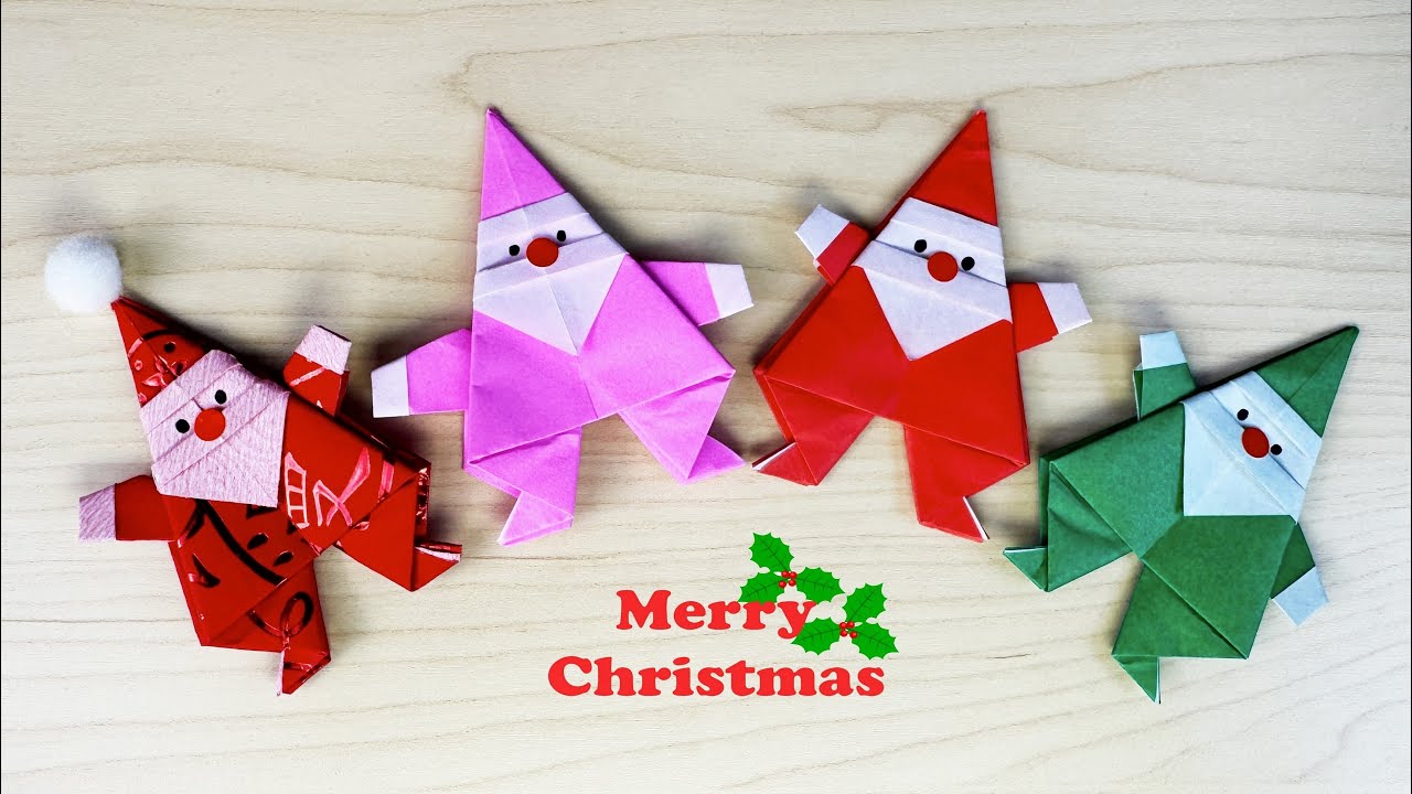 クリスマス 折り紙】サンタクロースの作り方🎅How to make paper Santa