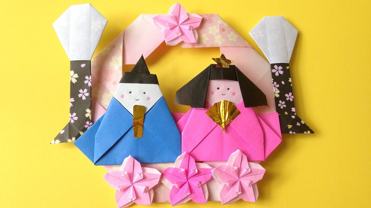 ひな祭り 折り紙 雛人形のリースの作り方 5 Origami Japanese kimono