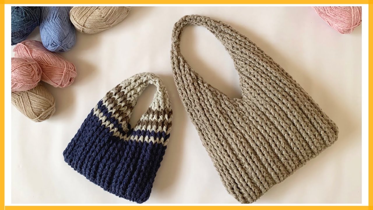 How to weave a “roughly” striped one-handle bag - YouTube