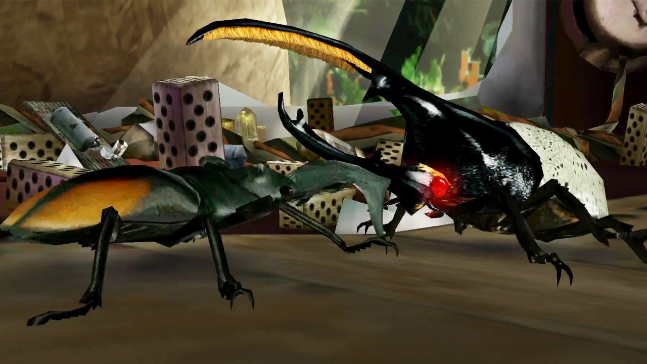 アーケード] 甲虫王者ムシキング - セアカフタマタクワガタ VS ごみの