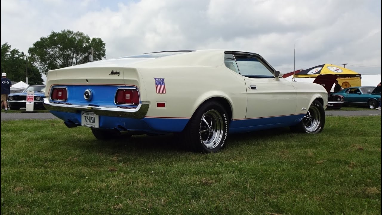 1972 Ford Mustang Sprint USA in White / Blue & 351 Engine Sound on