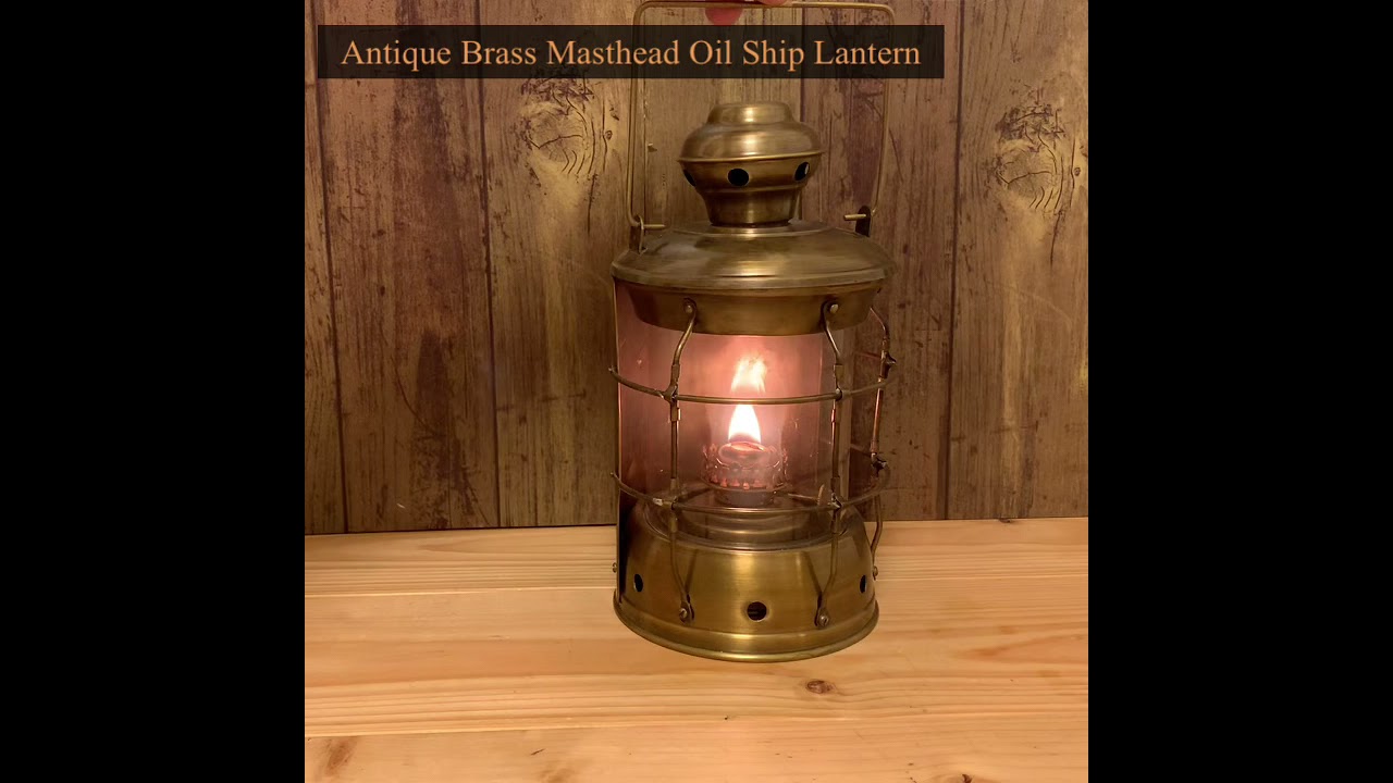 Antique Brass Masthead Oil Ship Lantern (真鍮 マストヘッド オイル