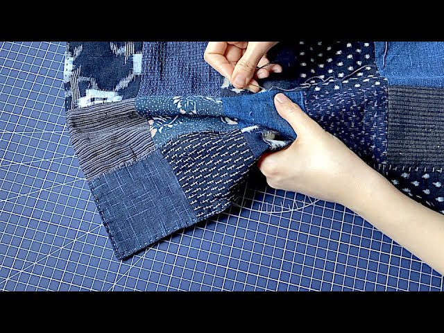 暮らしの手仕事 藍色系古布のパッチワークエプロンを作る 手作り大好き