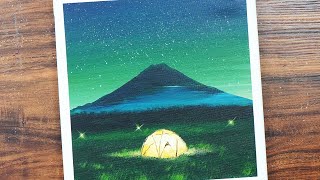 アクリル絵の具で「幸運の赤富士」を描いてみた｜junya_art